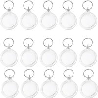 30PCS Circle Acrylic Photo Frame Keychain Snap-In Custom Insert Photo Acrylic Blank Picture Keyring for DIY Projects