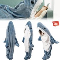 Wearable Shark Blanket Available Cartoon Shark Sleeping Bag Comfy Bathrobe Homewear Shark-Themed Casual Attire Christmas Gift