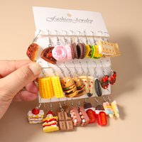 Aihua New In Women Earring Resin Funny Food Earrings French Fries Cookies Ice Cream Bread Hot Dog Pizza Chocolate Girl Kids Gift