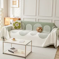 Thicken Chenille Green Sofa Cover Sofa Blanket Simple Geometrical Cushion Ins Wind Sand Hair Towel Fashion Blanket Sofa Towel image 4