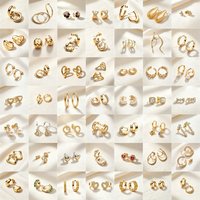 925 Sterling Silver Golden Series Earrings Heart-shaped Zircon Large Circular Shape Earring Women Jewelry Anniversary Wedding