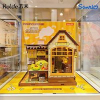 Rolife New Sanrio Pom Pom Purin Micro Scene DIY Puzzle Assembly Wooden Cabin Room Desktop Decoration Festival Exquisite Gifts