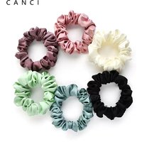 100% Pure Mulberry Silk Scrunchies Hair Bands Ties Gum Elastics Ponytail Holders Pure Color for Women Girls 19 Momme 1.5CM