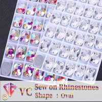 Sew On AB Rhinestone Oval Shape Flatback Glass Crystals for Clothing Wedding Dresses All For Decoration DIY