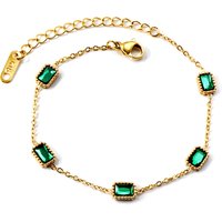 Fashion Daily Wear Jewelry Malachite Green Bracelet Geometric Women's Inlaid Stainless Steel Light Luxury Bracelet Birthday Gift