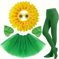Sunflower Costume Sunshine Daisy Flower Outfit Sun Flower Headpiece Glasses Tutu Skirt Ballet Socks Performance Costume