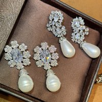 Women Flower Pearl Fashion Classic Zircon Colorful Earrings 2026