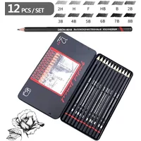 12pcs/set Drawing Pencil Pre-sharped Metal Box Packed 2H-8B Graphite Pencil Set for School Office Stationery Art Sketch Supplies
