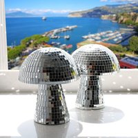 Mushroom Disco Ball Mirrored Glass Tile Holiday Decor Home Accent