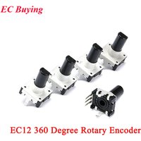 5pcs/lot EC12 360 Degree Rotary Encoder EC12 RE12 E12 Audio Encoder Coding 3Pin With Push Button Switch Handle Length 15MM