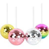 Flash Disco Ball Cups Unique Cocktail Glasses Bar Tools Party Glasses Flashlight Straw Wine Goblets Drink Cups