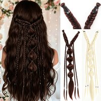 Synthetic Long Twist Braid Bubble Ponytail Extensions With U-shaped BB clip 24 Inch Braided Wig Extensions For Women Daily Party