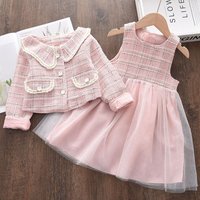 Bear Leader Baby Girls Princess Dress with Coat Autumn And Winter Party Kids Clothing Elegant Girl Outfit Children Clothing 2pcs