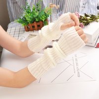 Multicolor Long Fingerless Gloves Women Mitten Arm Warmer Knitted Sleeve Soft Girls Anime Clothes Punk Gothic Lolita Gloves