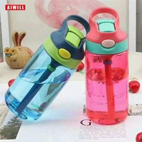 AIWILL 450ML Sports Water Bottle Kids water bottle Straw Water Bottles Bpa Free No Phthalate Tritan Baby Lemon Bottle