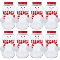 10 Sets Christmas Snowman Shape Milk Bottles With Lids Christmas Plastic Juice Bottle Xmas Candy Bottles Supplies with Scarves
