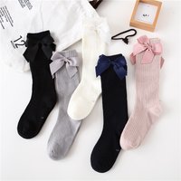 Children Girls Socks With Bows Cotton Baby Girls Socks Soft Toddlers Long Socks For Kids Princess Knee High Socks for Girls 0-8Y
