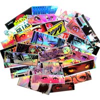 AliExpress NONE 32PCS Binary Modification JDM Anime Beauty Eye Stickers Random Laser Rainbow Motorcycle Car Bike Helmet Accessories DIY Decals