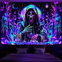 VIKAMA Halloween Dark Night Skelett König Wandteppich Neon Venom Halloween Horror Thema Party Gothic Stil Schlafzimmer