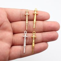 WYSIWYG 10pcs Charms 36x9mm Syringe Charms For Jewelry Making DIY Jewelry Findings 4 Colors Alloy Charms Pendant