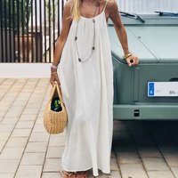 Bohemian Backless Beach Maxi Dress Sexy Strapless Women's Summer Long Evening Gown Loose Waist Spaghetti Straps Suspender Dress