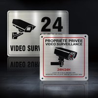 Safety Warning Board 24 Hour Video Surveillance Private Property No Trespassing Metal Tips Sign for Outdoor Indoor Villa Decors