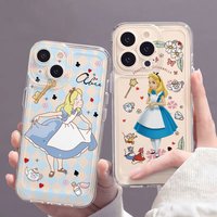 Disneys Princess Alice Phone Case for iPhone 17 17e Air 16 16e 15 14 Plus 13 12 11 Pro Max X Xs XR 8 Soft TPU Transparent Cover