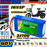 60V 25Ah 16S5P 21700 Class A High Capacity 67.2V 100W-1500W Lithium Battery Built-in 30A BMS 2A Charger