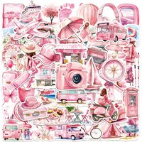 50-100 PCS Pink Watercolor Outdoor Travel Graffiti Stickers Decorative Decals for Luggage Water Bottle Journal Waterproof