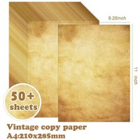 50 Sheets Vintage A4 Paper, Double-Sided Antique Style Letter Paper, 210×285mm for Invitations, Letters, Journal & DIY Crafts