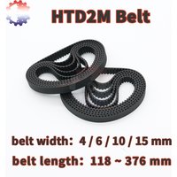 HTD 2M Drive Toothed Belt 2M Timing Belt Width 4 6 10 15mm Belt Length 118mm to 376mm 142mm HTD2M Closed Loop Rubber Timing Belt