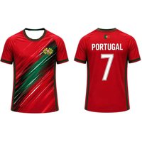 2026 Portugal Fan Jersey T Shirt Brush Stroke Stripe Print Family Style for Kids Adults Breathable Quick Dry Tee for Training