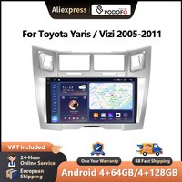 Podofo Für Toyota Yaris / Vizi 2005-2011 Kabelloses CarPlay für Apple Android Auto Autoradio GPS FM WiFi BT Multimedia Stereo EQ