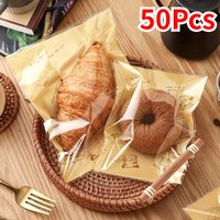 50Pcs Self-Adhesive Sealing Bread Bags Baking Food Packaging Bags for Croissants, Biscuits, Cookies, Sandwich, Pastry Kitchen