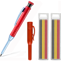 Color Carpenter Pencil Set with 12 Refills and Protective Cap Long Nosed Deep Hole Construction Pencil Built in Sharpener