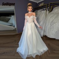 SoDigne A-line Lace/Organza Wedding Dresses Sweetheart Off Shoulder Bridal Dress 2026 Bride Gown vestidos de novia Customized