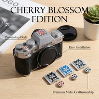 Sakura Camera Hot Shoe Cover + Shutter Button Set for Fujifilm X-T50 X-T30 II X-T5 Premium Metal Decorative Accessory