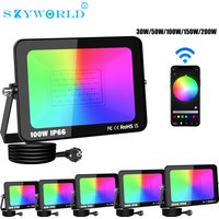 SKYWORLD APP Outdoor RGB Smart Floodlight 16 Million Colors Adjustable Color Temperature Wireless Connectivity courtyard Lights