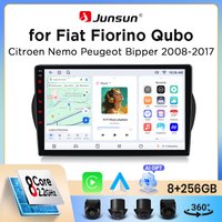 Junsun Bezprzewodowe Radio Samochodowe CarPlay Android Auto do Fiat Fiorino / Qubo / Citroen Nemo / Peugeot Bipper 2008-2017 z Wbudowanym Wentylatorem Chłodzącym, Nawigacja GPS Android, Odtwarzacz