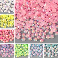 Strass pour ongles en résine gelée AB, 3-4mm, ronds, à dos plat, pierres scintillantes, breloques pour ongles, accessoires de décoration 3D pour Nail Art, DIY bricolage