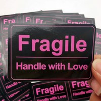60 Pcs yellow Fragile Stickers for Shipping and Moving "Please Handle with Care " Warning Stickers Fragile Labels 2" x 3"