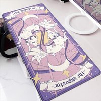 Purple Anime Fox Mouse Pad Rubber Table Pad Xxl Extended Mouse Mat Computer Keyboard Carpet with Non-Slip Base and Stitched Edge