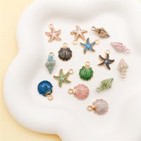 30pcs Of Random Dripping Oil Pearlescent Conch Shell Starfish Diy Jewelry Accessories Bracelet Earrings Pendant Alloy