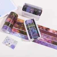 5 Rolls Constellation Starry Sky Foil Washi Tape, 15mm Width 2m Length Scrapbooking DIY Craft Decoration Supplies