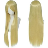 80cm Colorful Long Straight Synthetic Hair White Purple Black Cosplay Wig For Men And Women Anime Styling Free Wig Cap