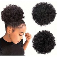 Afro Puff Drawstring Ponytail Human Hair Brazilian Kinky Curly Drawstring Ponytail Afro Puff Bun Chignon Accessories