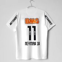 NEYmAR Retro Soccer Cotton Jersey T-Shirt Men 11 Number Player Print Black Short Sleeve Casual Football Fan Streetwear Tee Top