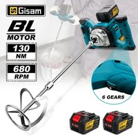 Gisam 6Biegowy Bezprzewodowy Elektryczny Mieszalnik do Betonu Bezszczotkowy Mieszalnik do Cementu, Mortaru, Szpachli, Blendera do Farb na Akumulator M