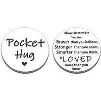 1PC Pocket Hug Token Distance Gifts Stainless Steel Double Sided Keychain