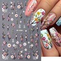 1Pc 5D Embossed Lavendar Flower Nail Art Sticker Floral Leaves Adhesive Slider 6*10cm Spring Blossom Decals Manicure Decoration
